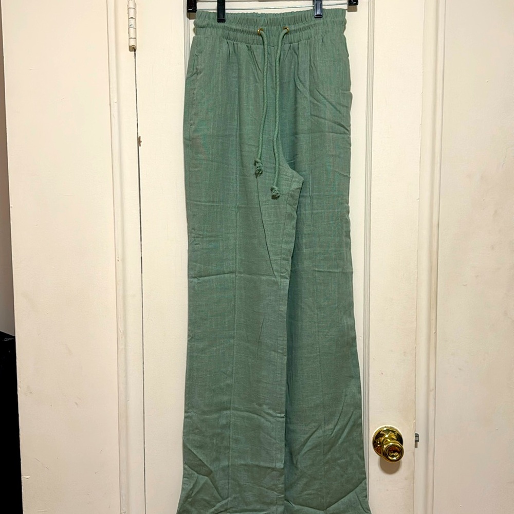 Green Linen Pants